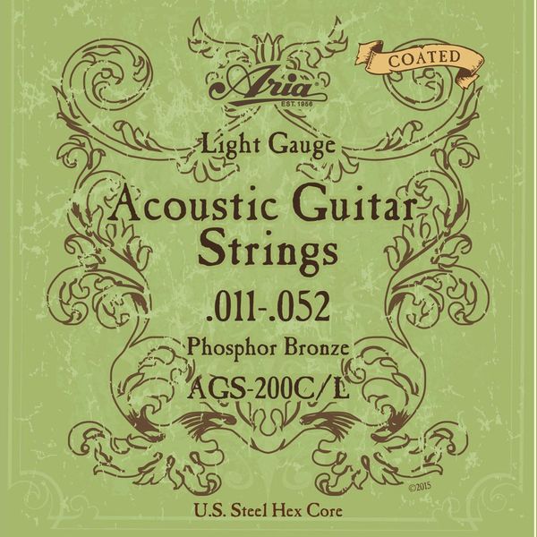 Aria AGS-200C/L Light Gauge Coated Acoustic Guitar Strings