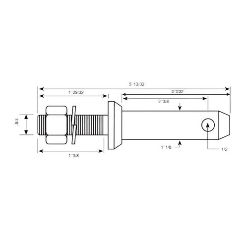RAParts S.202 Lower Link Implement Mounting Pin (Fits CAT. 2)
