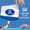 Lola Rola Sticky Mop Refills | Traps Dirt, Dust, and Hair | Pet Hair Remover & Cleaner | Giant Adhesive Roller | 30 Large Adhesive Floor & Carpet Cleaner Roller Mop Perforated Sheets | 1 Pack