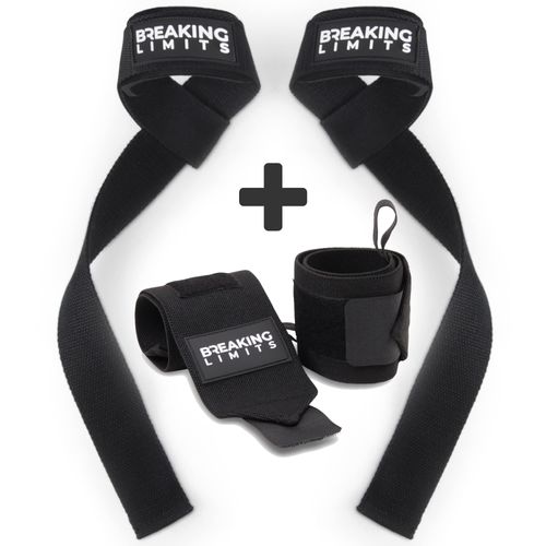 Wrist Bandages Gym + Lifting Straps Strength Training (Set of 2) - Lifting Straps & Wrist Wraps - Lifting Aid & Grip Aids for Bodybuilding & Strength Sports - Fitness Accessories for Men and Women