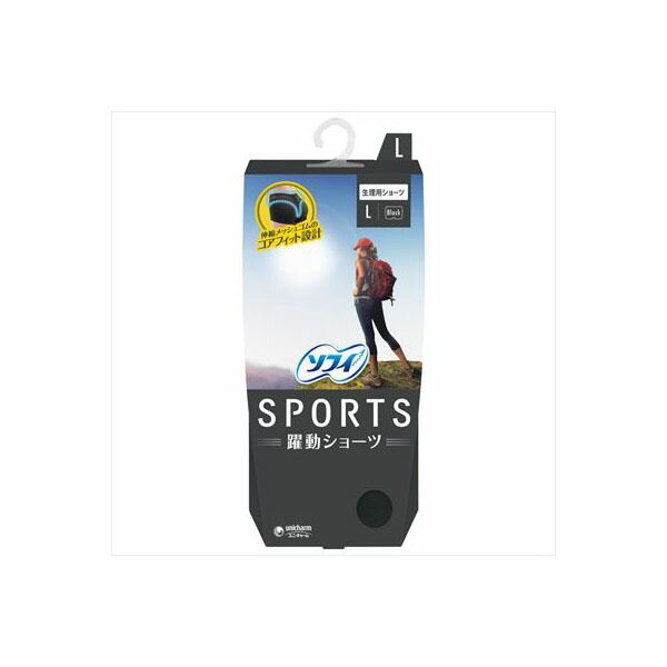 Sofy SPORTS Shorts L Black Unicharm Sanitary Products