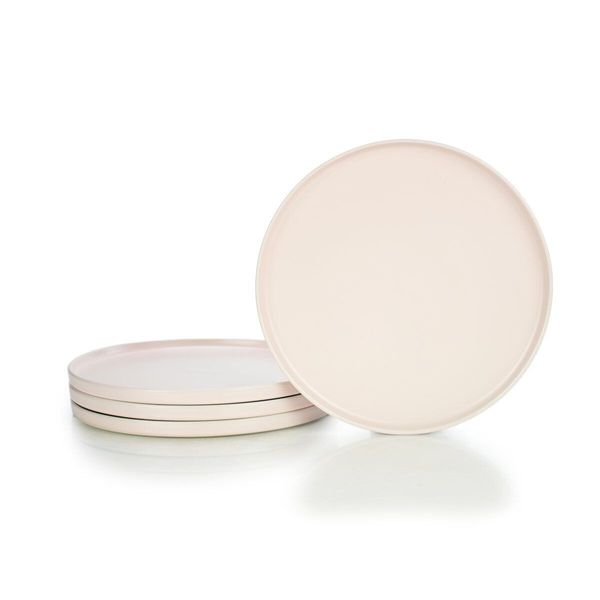 Everything Kitchens Modern Flat 11" Dinner Plates (Set of 4) | Soft Pink