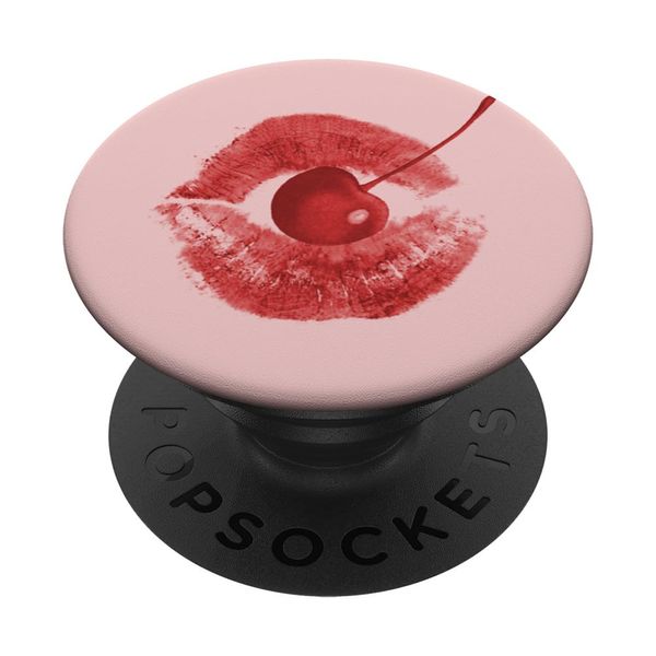 Coquette Red Lipstick Kiss with Cherry PopSockets Swappable PopGrip