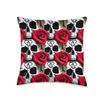 Gothic Floral Skull Rose Throw Pillow