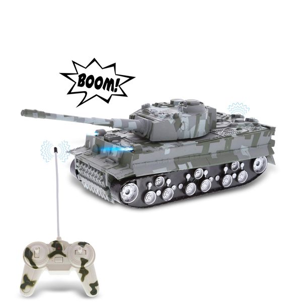 Mozlly Army RC Tank Toy with Lights and Battle Sounds - Remote Control Toy Tank with Rotating Turret, Cool Realistic RC Military Tank Model Car, RC Vehicles for Kids