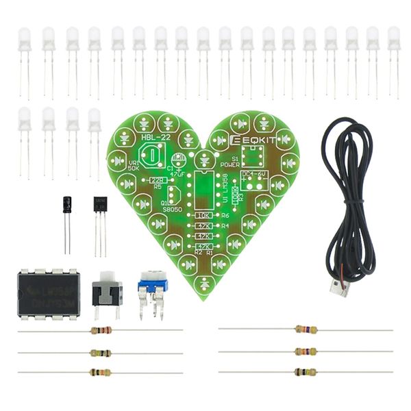 Soldering Training Practice Learning Electronic Kits DIY Kit Heart Shape LED Learning Soldering Beginner Laboratory DC 4V-6V, Blue