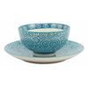 EBROS Dinnerware Aqua Blue Swirls Ceramic Bowl Mug Plate Set