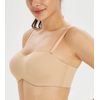 Lemorosy Multiway Strapless Bra Women's Plus Size Non-Padded Smooth Seamless Underwire(Beige,40D)