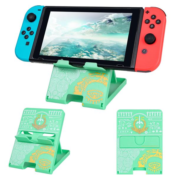 DLseego Stand Compatible with Switch/Switch OLED/Switch Lite,Foldable Switch Stand Compact Design Adjustable Playstand for Switch Console-Green