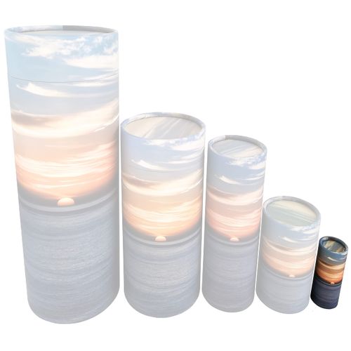 Ocean Sunset Scatter Tubes for Ashes – Biodegradable Cardboard Cremation Urns (Keepsake)