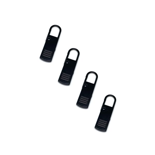 Wumio Zipper Pulls, Black, Set of 4, Zipper Pulls, Zipper Tabs, Repair, Replacement, Chuck Head, Alloy Parts, Accessories, Bags, Backpacks, Zipper Chucks