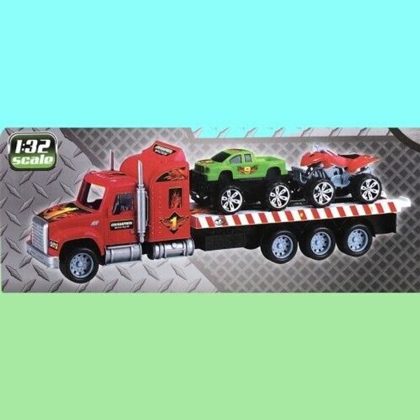 Mega Machines Flatbed Truck with Pickup Truck and ATV