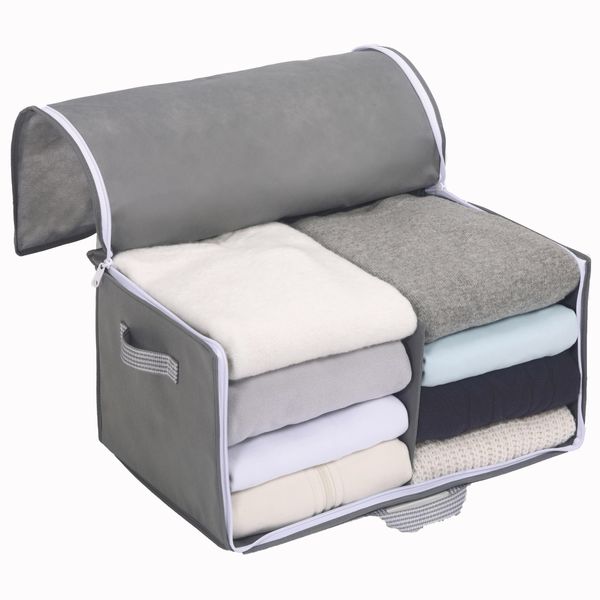 Towa Sangyo 84415 Clothes Storage Bag, Easy to Put In and Take Out, Storage Bag 2, Gray, Size M, Approx. 18.9 x 12.6 x 9.4 inches (48 x 32 x 24 cm)