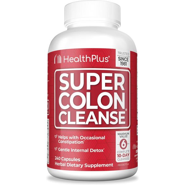 Super Colon Cleanse Detox, Psyllium Husk & Probiotics, 240 Capsules, 10-Day Gut