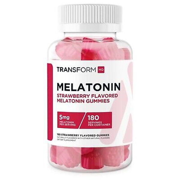 TransformHQ Melatonin (5mg) 180 Gummies, Strawberry Flavored - Non-GMO