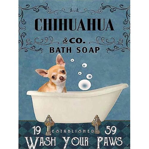 YEEIFFD 5D Diamond Painting Chihuahua Bath Soap Wash Your Paws Diamond Art Kits for Adults Paint by Number for Home Recreation and Wall Decoration 30x40cm