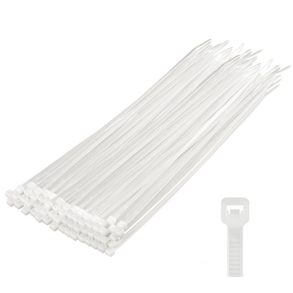 MEKEET White Cable Tie 100 Pack Tie Wraps 250mm x 3.6mm Strong Nylon Zip Ties 10 inch/25 cm Long Clear Zip Tie Wraps