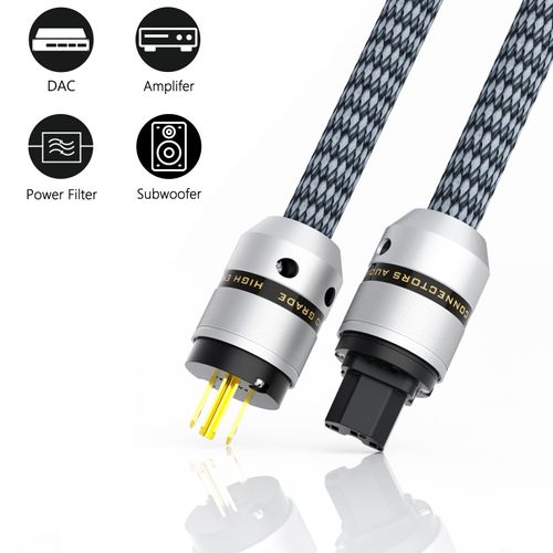 Preffair 1 Pair Brass Power Plug Hi-End US AC 3 Prong Male + IEC320 C15 Female Connector Gold Plated for Audio Grade Power Cables DIY HiFi 10A/250V~15A/125V (P083G/C083G)