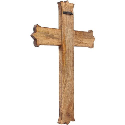 KSJONE Antique Design Rustic and Vintage Look Wooden Wall Hanging Cross Decorative Religious Altar Spiritual Art Sculpture Home Living Room Decor Accessory for Christmas and Other Occasions