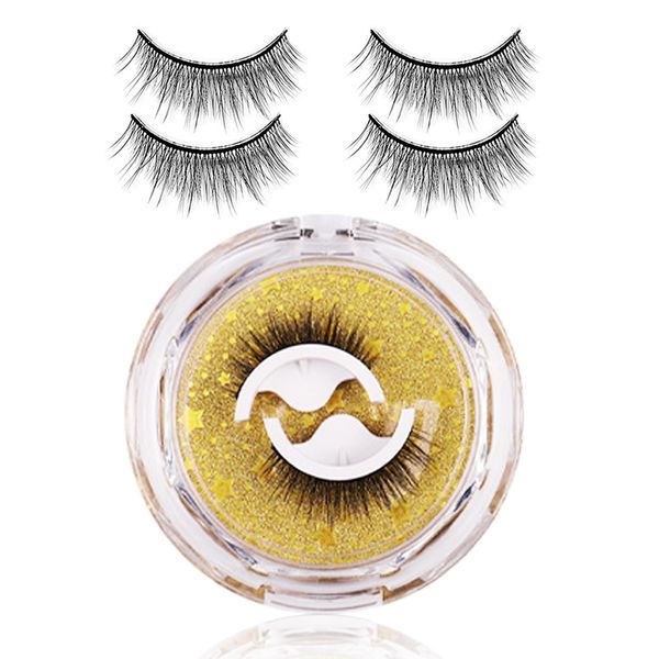 Self Adhesive Eyelashes,Reusable Self Adhesive Eyelashes,False Eyelashes Natural Look,No Glue Reusable Adhesive Eyelashes,Reusable Self-adhesive Eyelashes for Women (Pack Of 2 Pairs)- W09