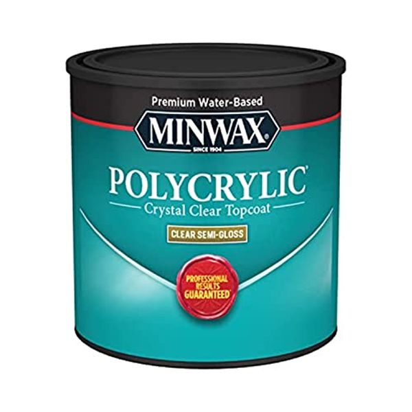 1/2 pt Minwax 24444 Clear Polycrylic Water-Based Protective Finish Semi-Gloss