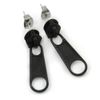Black Coloured Metal Zipper Stud Earrings/25mm Long