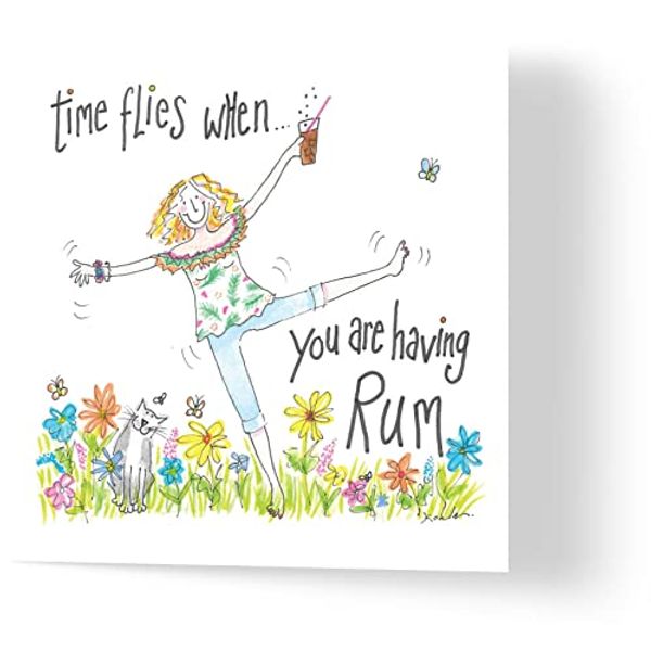 Time Flies - Birthday Card - Made from Recycled Materials - Greeting Cards for Friends, Family, Loved Ones - Made by UK Independent Artists - Compostable Packaging