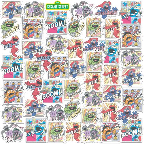 Sesame Street Manga 50ct Vinyl Large Deluxe Stickers Variety Pack - Laptop, Water Bottle, Scrapbooking, Tablet, Skateboard, Indoor/Outdoor