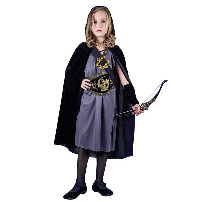 DSplay Girls Hooded Huntress Costume Role Play Child Halloween Party Costumes 10-12Y