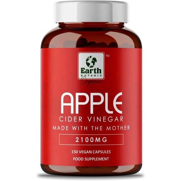 Earth BOTANIC Organic High Strength Apple Cider Capsule with Mother 2100mg 150 Count