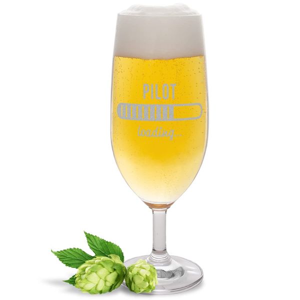JUNIWORDS Beer Tulip with Engraving, Pilot Loading Beer Glass (1004434)