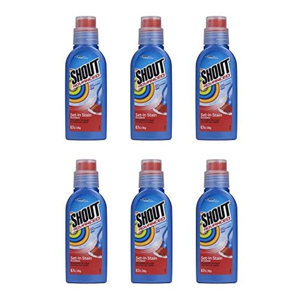 SHOUT Advanced Ultra Concentrated Gel Set-In Stain Brush Laundry Stain Remover, 8.7 oz (Pack of 6)