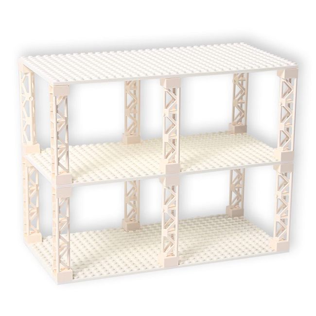 INIBUD Classic Compatible 16 x 32 Patches Double Sided Pillar Base Plate Block Plate Set of 3 Planks 12 Pillars (White)