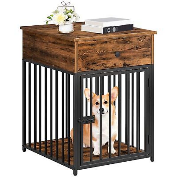 Dog Crate Furniture Wooden House Decorative Kennel with Drawer Indoor Pet End