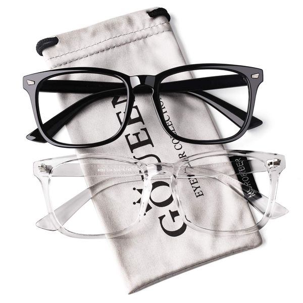 GQUEEN Fake Brille Ohne Stärke Damen Herren Nerdbrille UV400,PE2