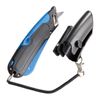 Cosco Box Cutter Knife with Shielded Blad Storage Compartment, Self-Retracting Cutter with Belt Holster for Boxes, Carboard, Cartons and Plastics, Black and Blue (091524)