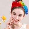 Colorful Feather Fascinator Feather Headbands,Rainbow Feather Headbands Gay Pride Carnival Headdress Wome Cosplay Feather Headdress Bridal Headpiece for Halloween Wedding Party(Rainbow)
