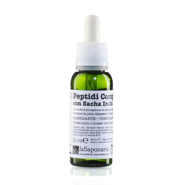 La Saponaria Peptidi Complex Facial Serum with Sacha Inchi, Firming Face Serum + Firming + Firming + Lift, Effective and Comprehensive in Rejuvenating Face and Décolleté, 30 ml
