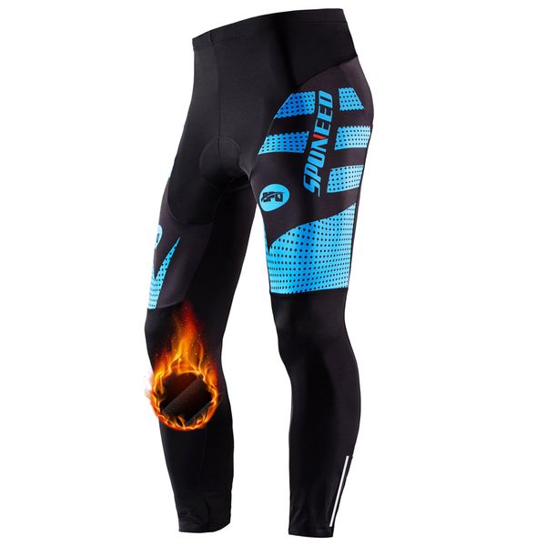 sponeed Men's Bicycling Tights with Padded Winter Underpants Bicycle Wear Windproof US XXL Blue Multi