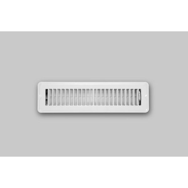 White Steel Floor Register Vent Diffuser w/ Damper, Fits 2-1/4"x12" Duct Opening
