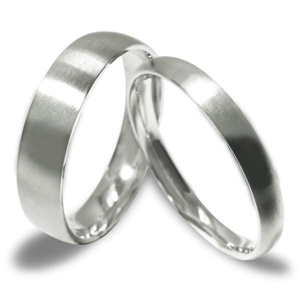 Everstone Couples Matte Silver dome Wedding Band Engagement Titanium Ring Sets