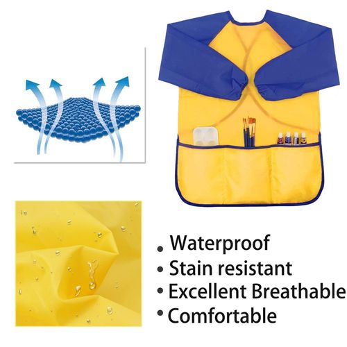 6Pcs Kids Art Smocks Toddler Smocks Waterproof Smocks for Kids Painting Colorful Children Aprons Artist Painting Smocks Long Sleeves With 3 Roomy Pockets for Kids Painting Supplies, Age 3-7 Years