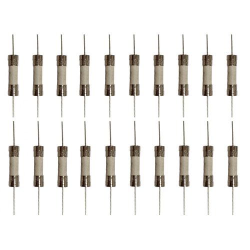 T12A 12A 250V Slow-Blow Fuses - 5x20mm Axial Lead Ceramic Body with Pin 20pcs