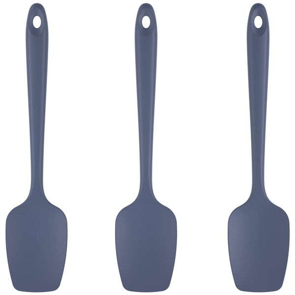 U-Taste Silicone Spoon Spatula Set of 3: 315 ℃ Heat-Resistant Food Grade Flexible Rubber Scraper, Cooking Baking Scraping Mixing Kitchen Utensils for Non Stick Pan/Wok (Midnight Blue)