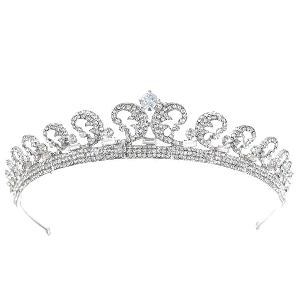 SAMKY Wedding Bridal Hair Accessories Rhinestone Tiara Crown Crystal Headpiece for the Bride