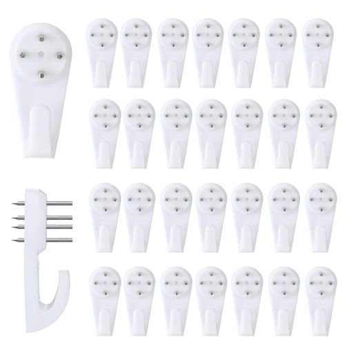 30Pcs Concrete Wall Hooks, Non-Trace Picture Hanger Stucco Hooks Hang on Stucco Without Drilling No Damage for Picture Frame Clock Hangers Wooden Plaster Bathroom Cement Hard Wall