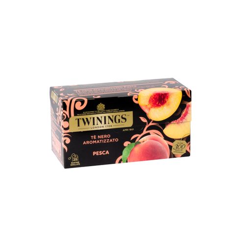 Twinings, Tè Nero Aromatizzato alla Pesca, Gusto Delicato e Vellutato, Infusi e Tisane, 1 Confezione da 25 Filtri