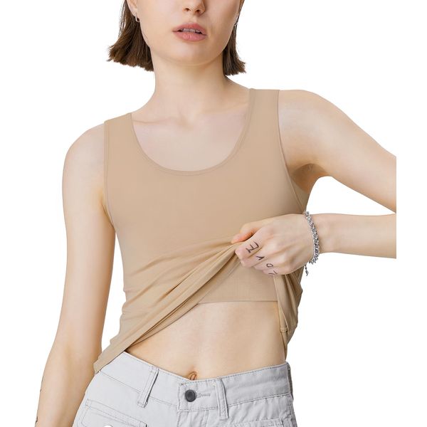 CtriLady Pane Shirt, Bra to Make Your Breasts Smaller, Sports Bra, No Shake, Shapewear for Women, Tank Top, Men's Chest, Tube Top Bra, For Men, Khaki