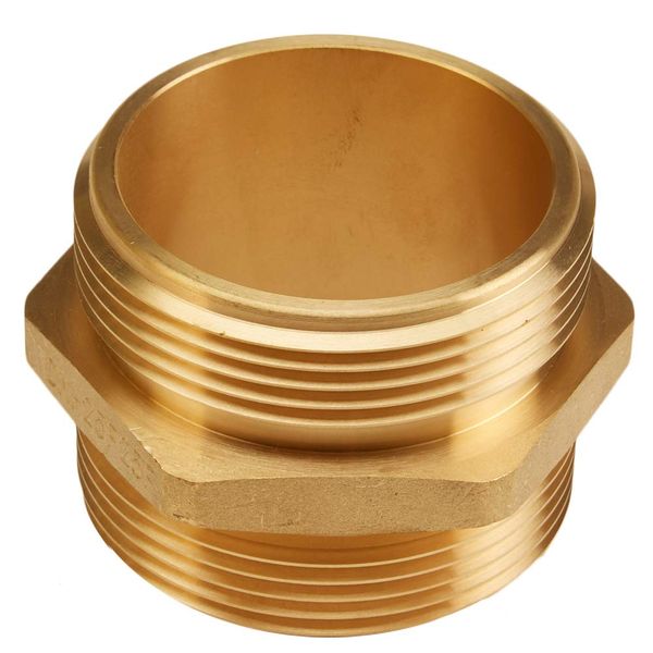 Brass Fire Hose Adapter Male x Male - 2 1/2" NH to 2 1/2" NH