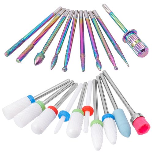 Bestgle Nail Bit for Nail Machine, 20 Ceramic Bits, Grinding Nail Het, Nail Polishing, Nail Care, Cuticle Treatment, Polishing Bit Set, Exfoliating, Grinding Nail Drill Bit, Shaft Diameter 0.09 inch